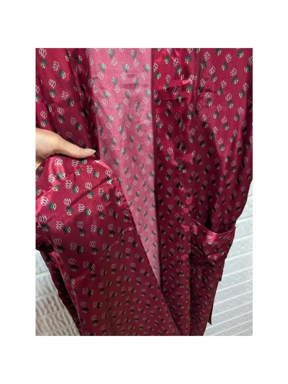 Intimo Men's Elegant Burgundy Satin Belted Robe with Pockets